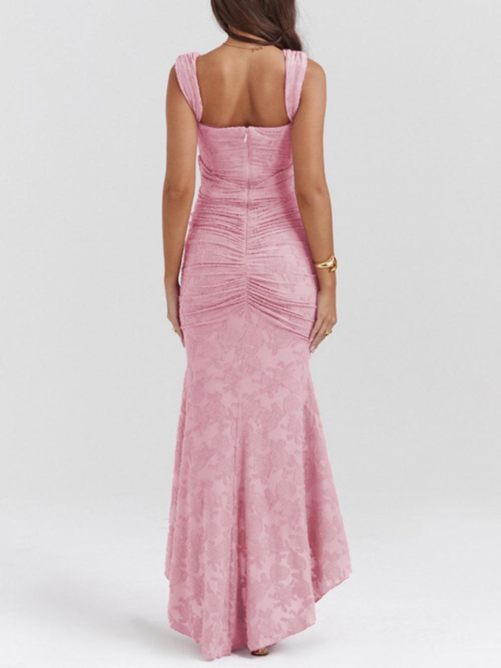 Natacha | Vestido Midi em Renda com Cauda Sereia