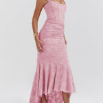 Natacha | Vestido Midi em Renda com Cauda Sereia