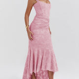 Natacha | Vestido Midi em Renda com Cauda Sereia