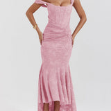 Natacha | Vestido Midi em Renda com Cauda Sereia