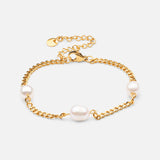 Pulseira Corrente Facetada com Pérola