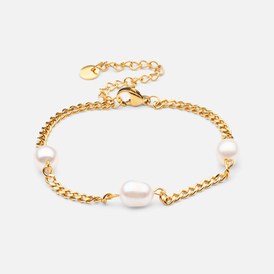 Pulseira Corrente Facetada com Pérola