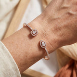 Pulseira Rígida Aberta Duas Pedras Dourada