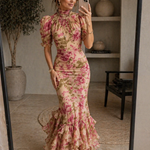 Nina | Vestido Maxi Floral com Mangas Balão