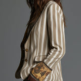 Rosanna | Blazer às Riscas com Gola Estampada