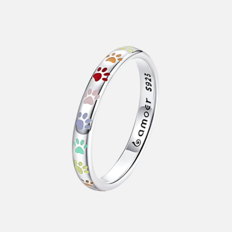 Bague en argent sterling avec motif de patte