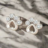 Puces d'oreilles Patte de chien en argent sterling – Avec oxydes de zirconium scintillants
