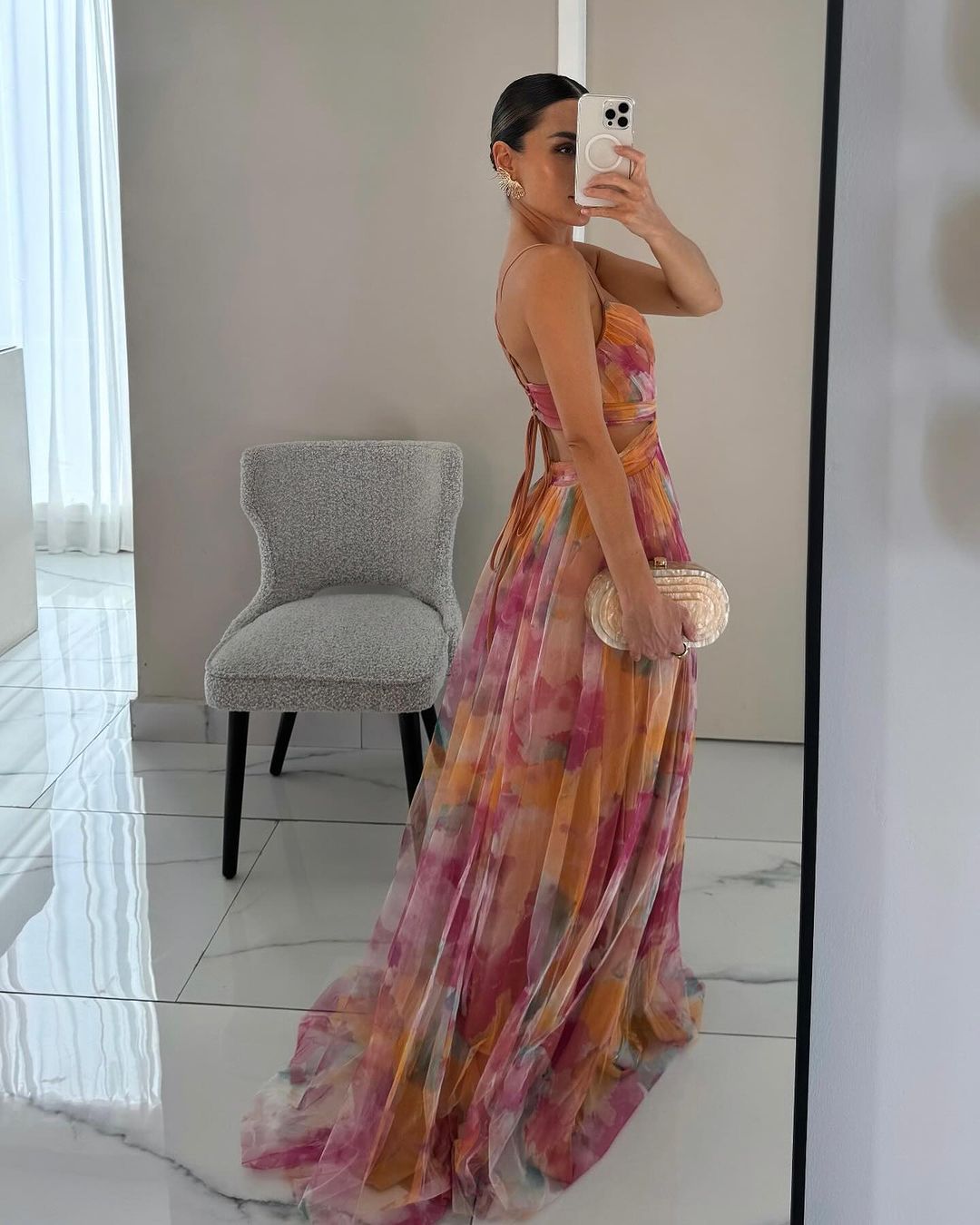 Adelina | Vestido Maxi em Chiffon Aguarela
