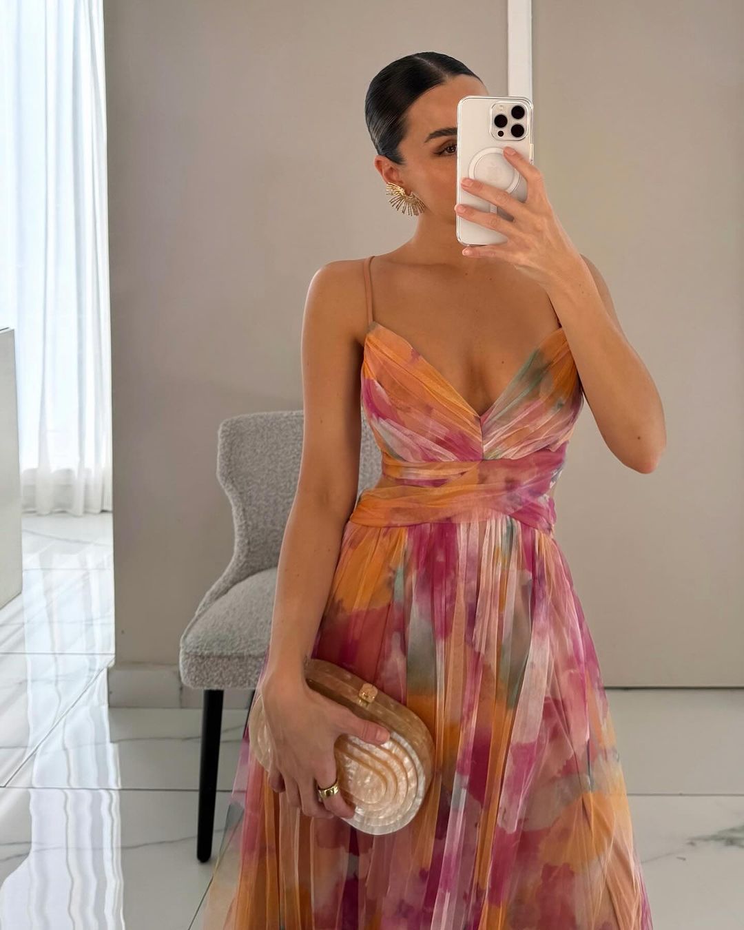Adelina | Vestido Maxi em Chiffon Aguarela
