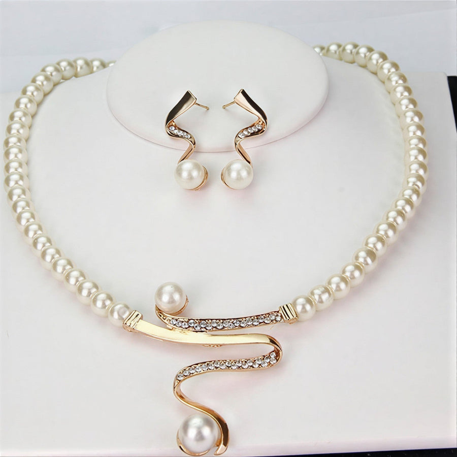 Conjunto de Joias com Pérolas e Onda
