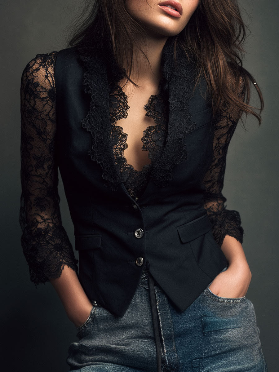 Vitória | Blazer com Mangas Semitransparentes