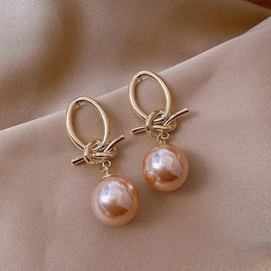 Brincos Pendentes Pérola Rosa