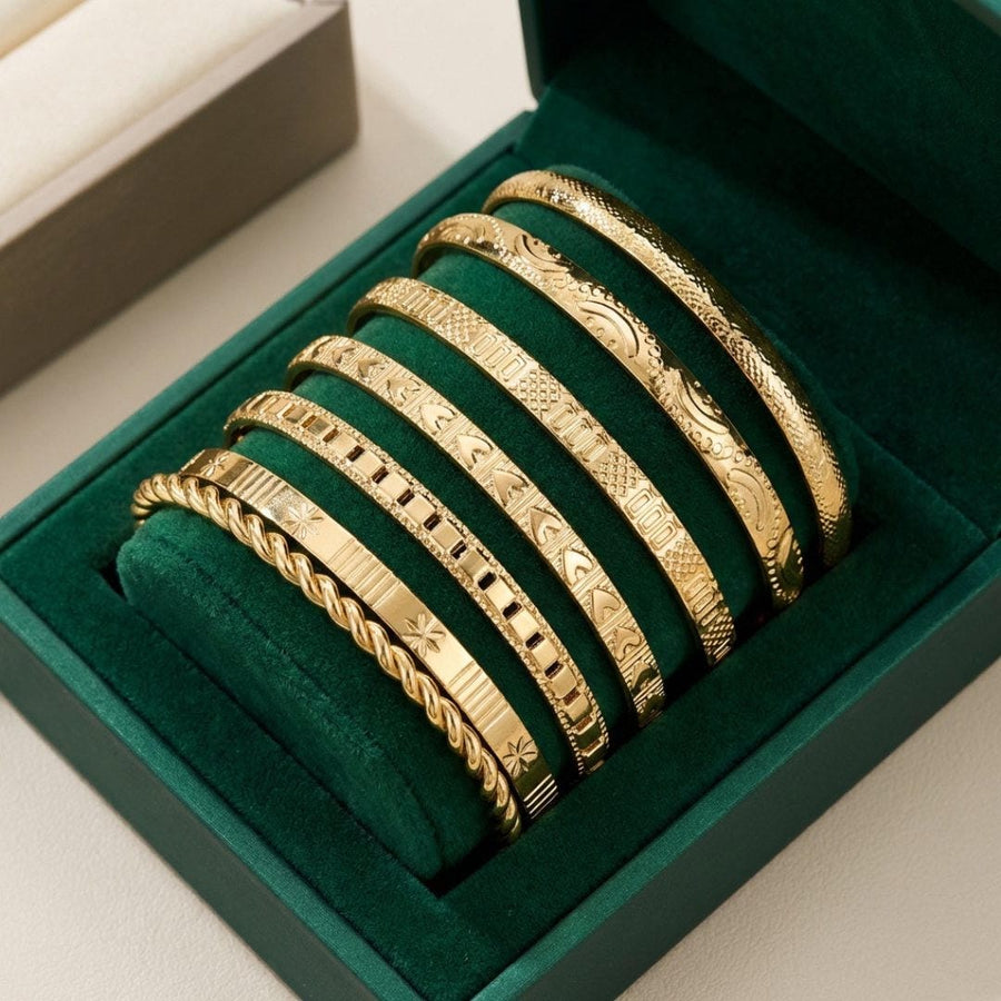 Conjunto de Pulseiras Rígidas Abertas Dourado
