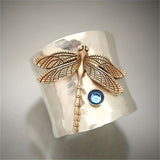 Bague Vintage Libellule Dorée en Argent
