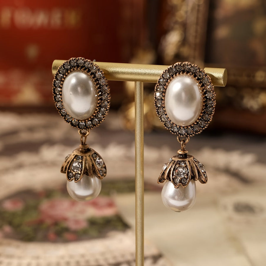 Brincos Pendentes Vintage com Pérola