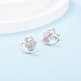 Boucles d'oreilles Patte et Cœur en Zirconium