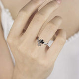 Bague patte et cœur fabriquée à la main – Argent sterling 925 réglable
