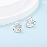 Boucles d'oreilles Patte et Cœur en Zirconium