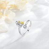 Bague réglable pour chien en argent sterling 925 avec zircone – Faite à la main