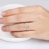 Bague patte et cœur fabriquée à la main – Argent sterling 925 réglable
