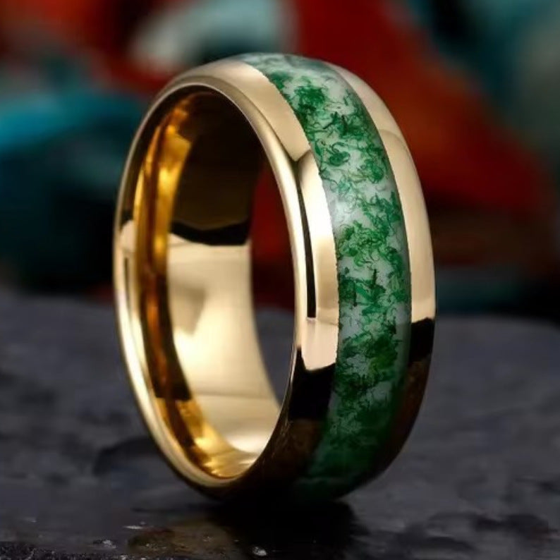 Anel Verde Profundo Dourado