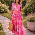 Yara | Vestido Maxi Floral com Decote em V