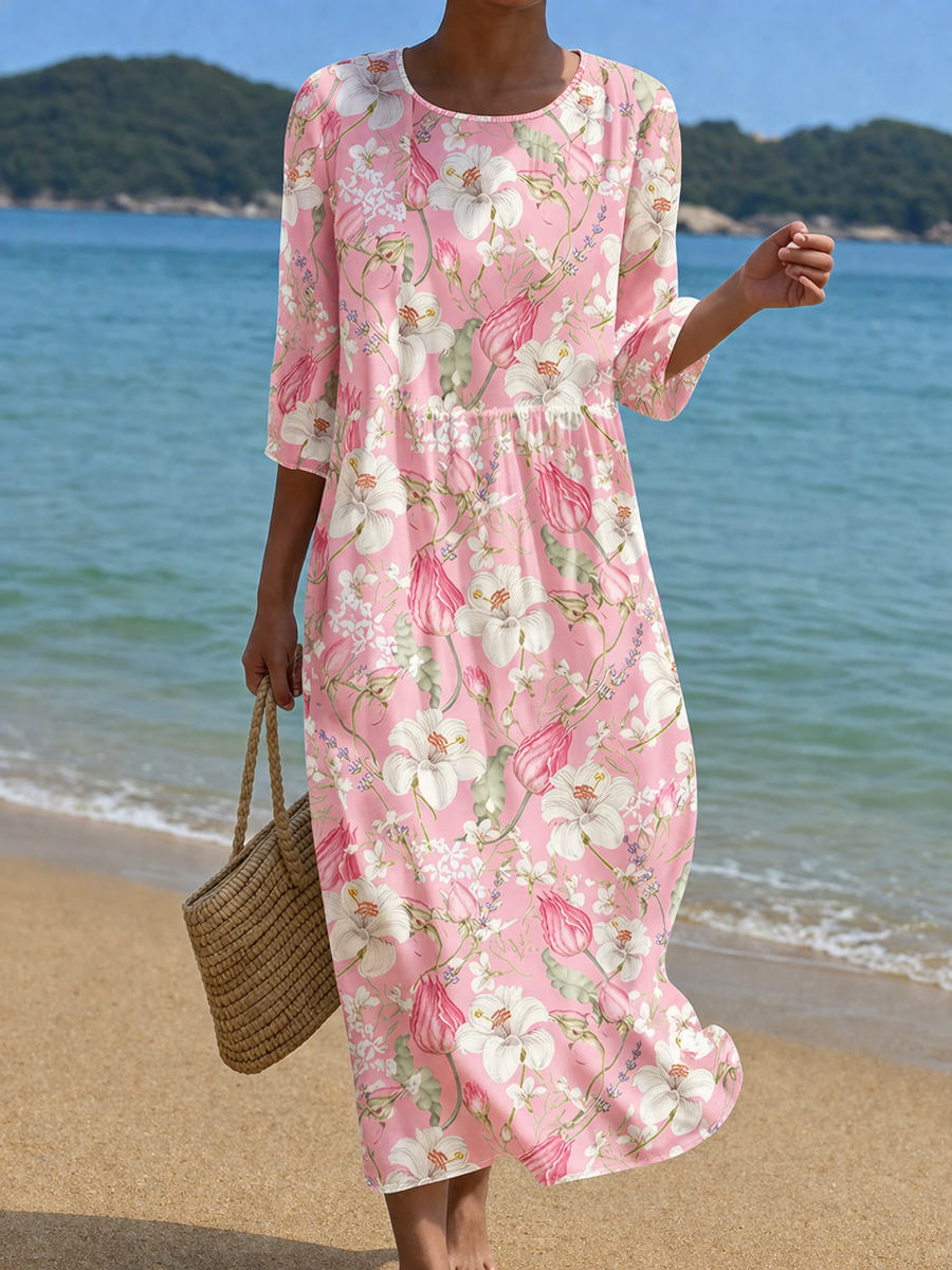 Cecília™ | Vestido Midi Estampado