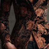 Sofia | Blazer com Estampado Floral Preto e Bronze
