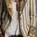 Rosanna | Blazer às Riscas com Gola Estampada
