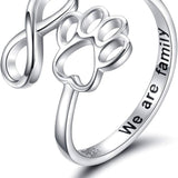 Bague patte et cœur fabriquée à la main – Argent sterling 925 réglable
