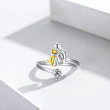 Bague réglable pour chien en argent sterling 925 avec zircone – Faite à la main