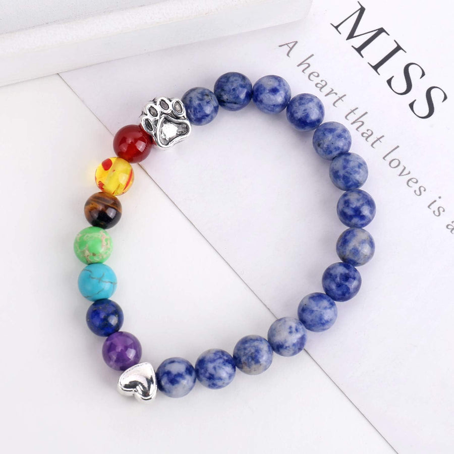 Bracelet commémoratif Rainbow Bridge – Perles 7 Chakras Cadeau pour la perte d'un animal de compagnie