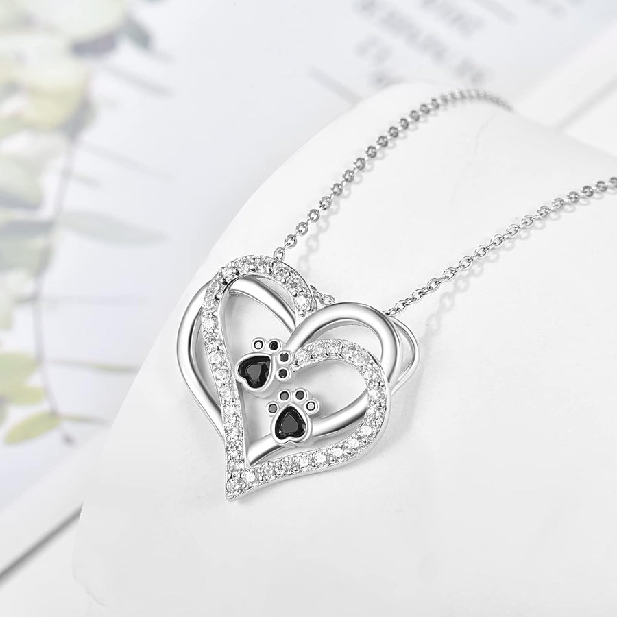 Collier cœur patte de chien avec zircone