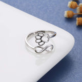 Bague patte et cœur fabriquée à la main – Argent sterling 925 réglable