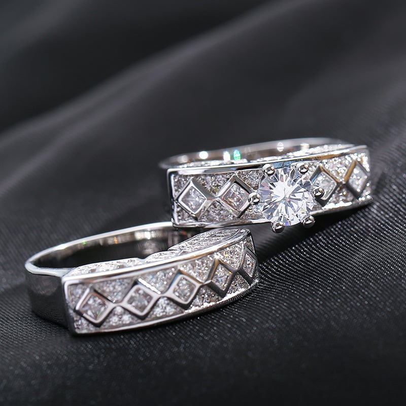 Conjunto de Anéis Zircónia Fina