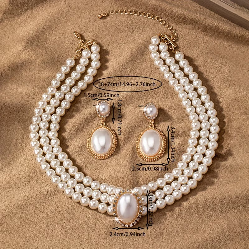 Conjunto de Joias com Fio de Pérolas