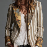 Rosanna | Blazer às Riscas com Gola Estampada