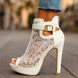 Bernardete | Sapatos de Salto Fino em Renda