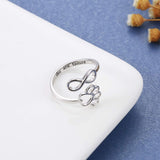 Bague patte et cœur fabriquée à la main – Argent sterling 925 réglable