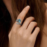 Bague en argent sterling avec cuillère en turquoise – Bague enveloppante bohème vintage avec libellule