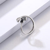 Bague patte et cœur fabriquée à la main – Argent sterling 925 réglable