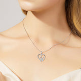Collier patte et cœur en argent sterling avec oxydes de zirconium