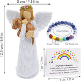 Coffret cadeau commémoratif pour chien avec figurine Ange de l'amitié et bracelet chakra Pont de l'Arc-en-ciel