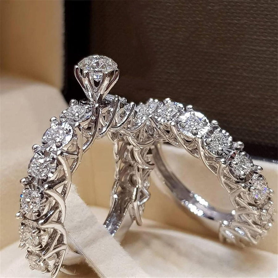 Conjunto de Anéis Flor de Cristais