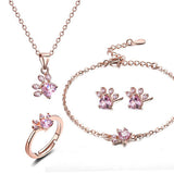 Conjunto Patinha Ouro Rosa — 4 Peças com Coração em Zircónia
