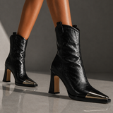 Rosária | Botins de Pele com Salto Bloco