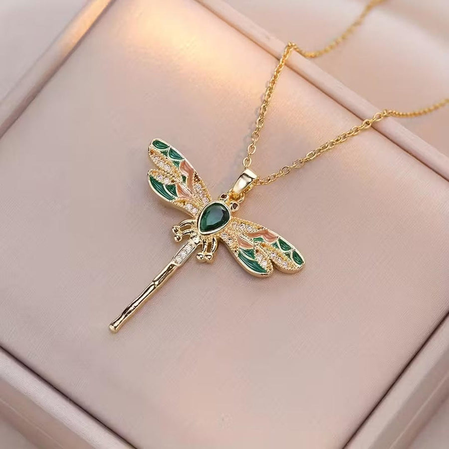 Colar Libélula Cristal Verde