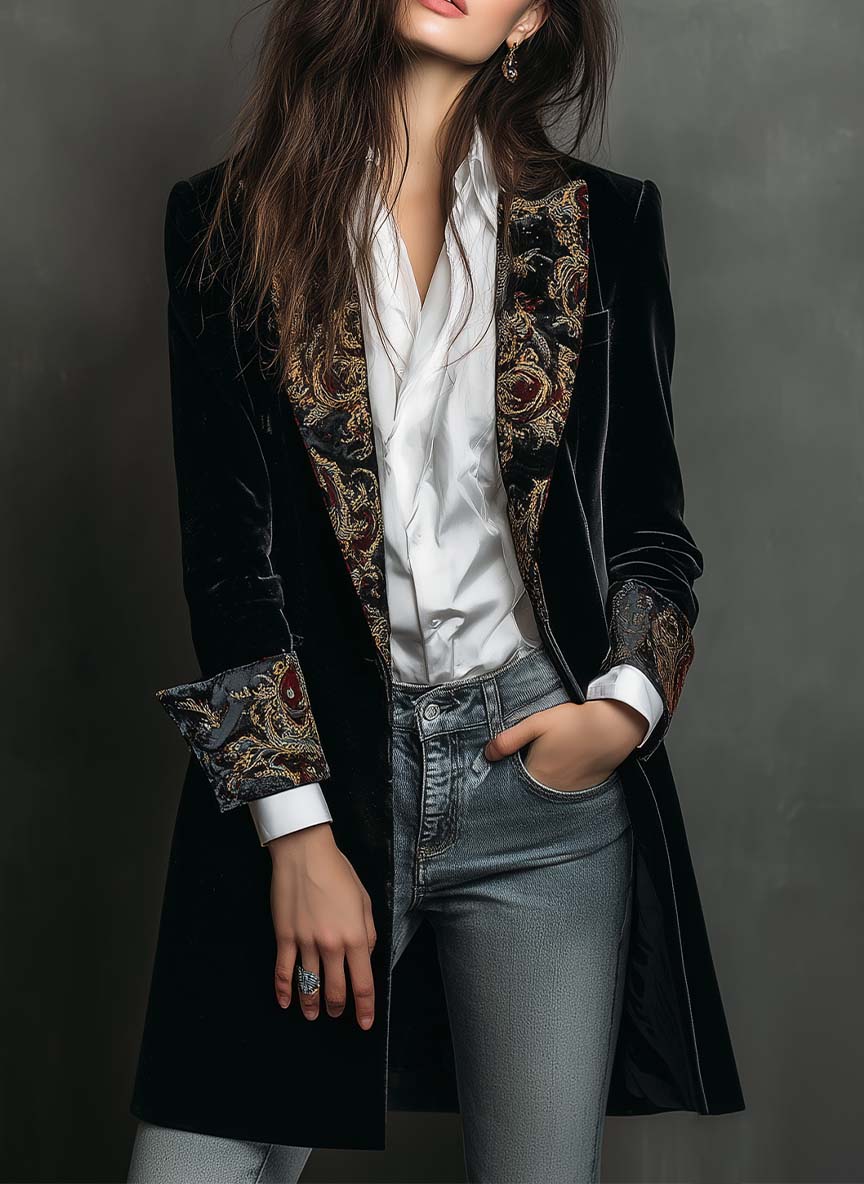 Camila | Blazer Justo com Detalhes Barrocos