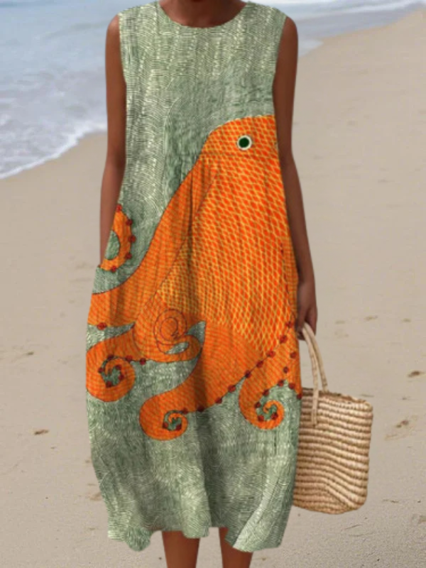 Rita™ | Vestido Midi Oceânico
