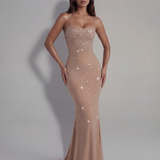 Vestido longo brilhante com alças finas